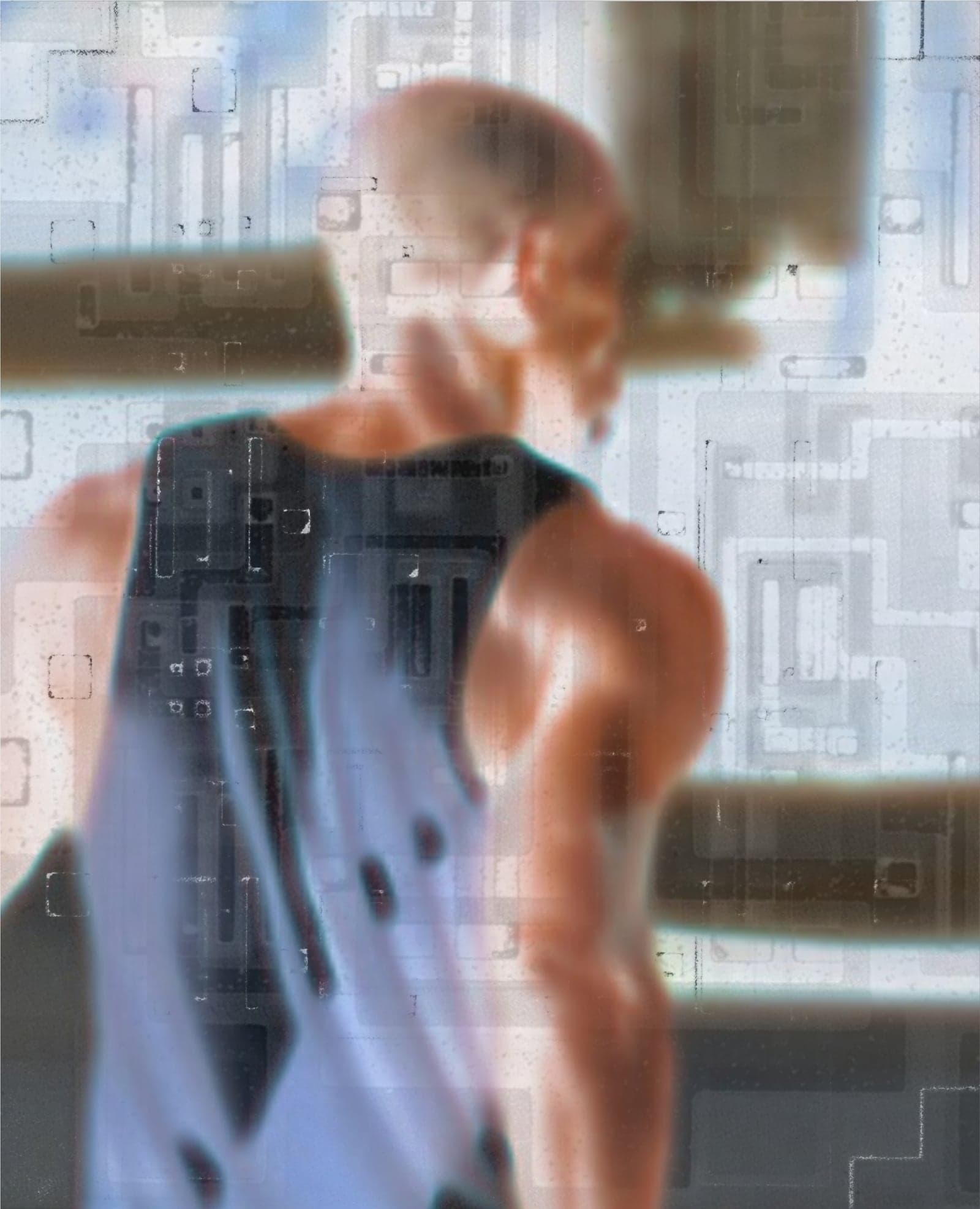 A figure dissolved into NAND die traces